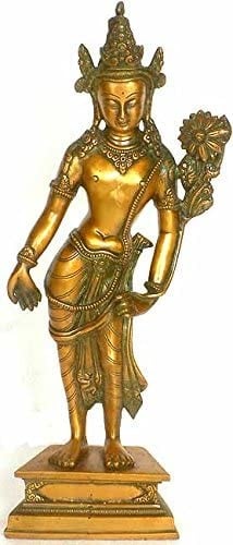 16" Tibetan Buddhist Deity Padmapani (Avalokiteshvara) In Brass | Handmade | Made In India