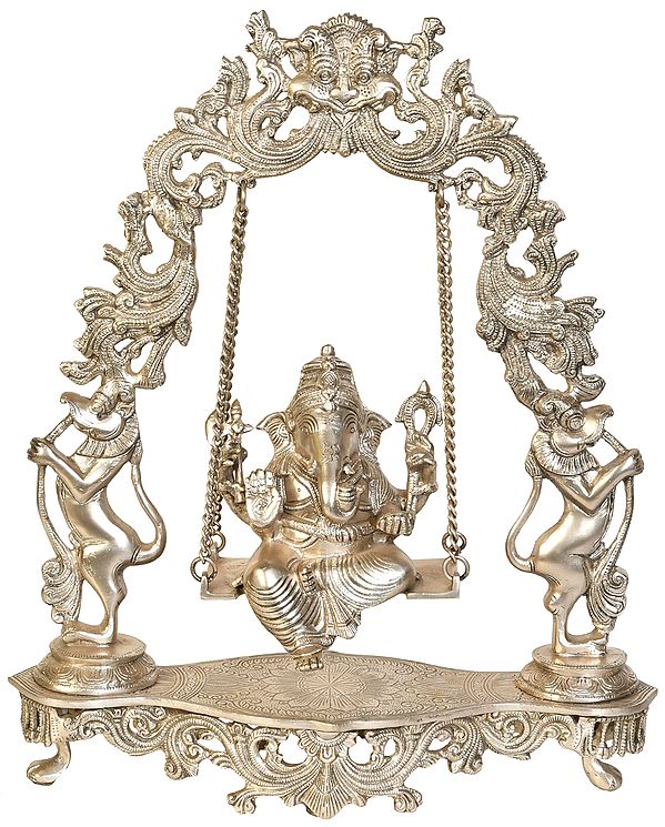 18" Ganesha On a Swing In Brass | Handmade | Made In India