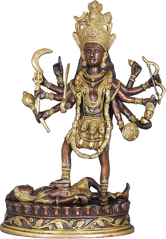 12" Cosmic Kali Brass Statue | Handmade | Made in India