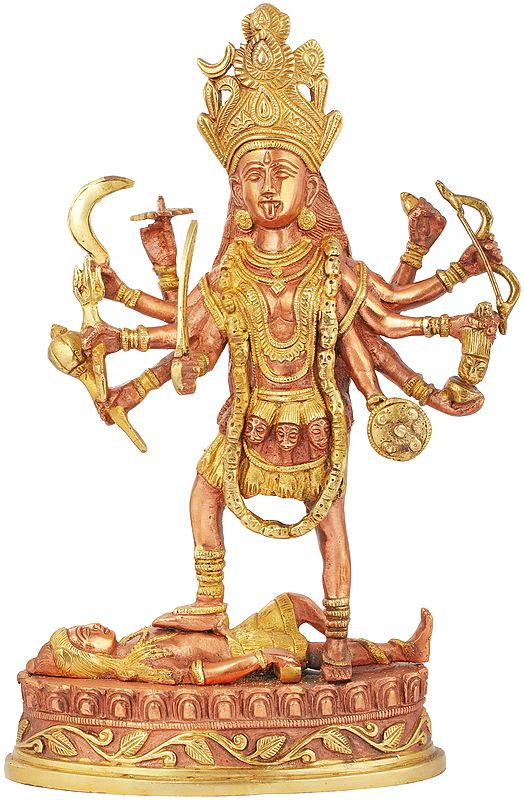 12" Cosmic Kali Brass Statue | Handmade | Made in India