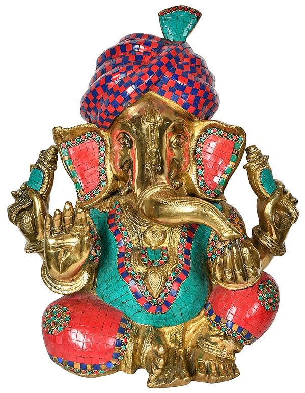 17" Turbaned Ganesha In Brass | Handmade | Made In India