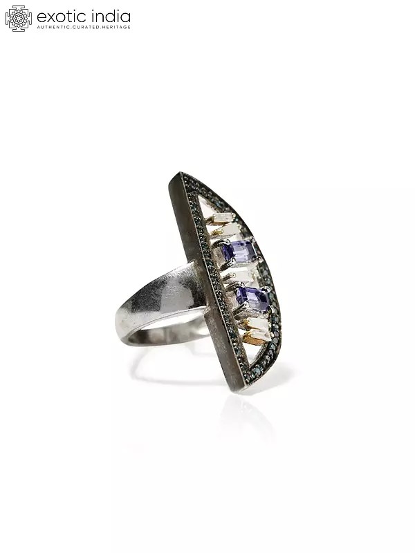 Stylish Sterling Silver Ring with Iolite Gemstone