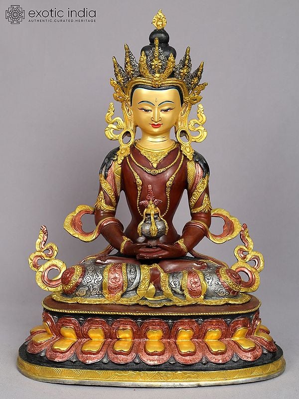 19" Copper Lord Aparmita Buddha Idol | Buddhist Deity Statue