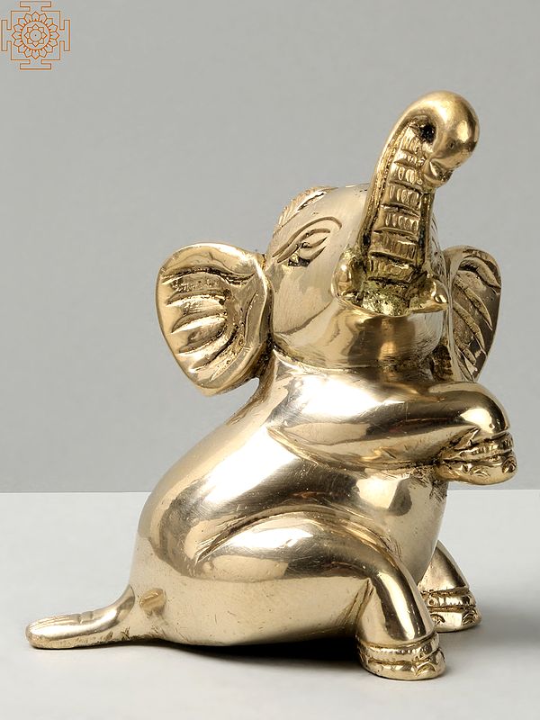 3" Small Baby Elephant in Brass