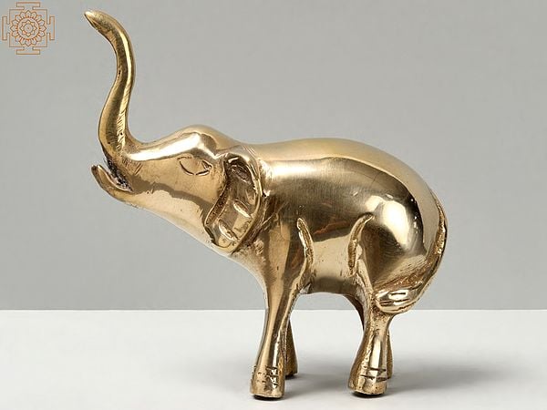 3" Small Trunk Up Baby Elephant in Brass