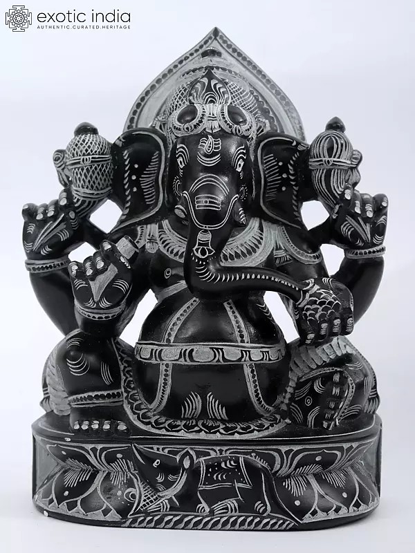 7" Sitting Chaturbhuja Lord Ganesha