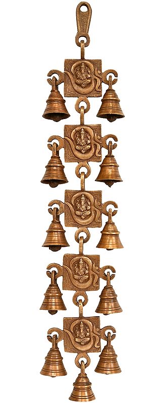 21" OM Ganesha Wall Hanging Bells in Brass | Handmade | Made in India