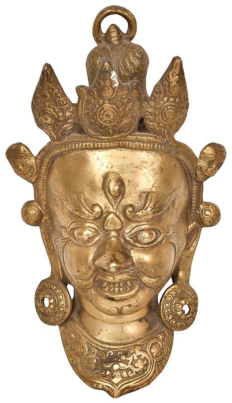6" Mahakala Mask In Brass | Handmade | Made In India