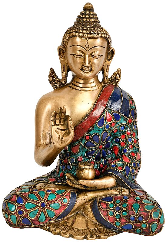 8" Tibetan Buddhist Lord Buddha Preaching His Dharma In Brass | Handmade | Made In India