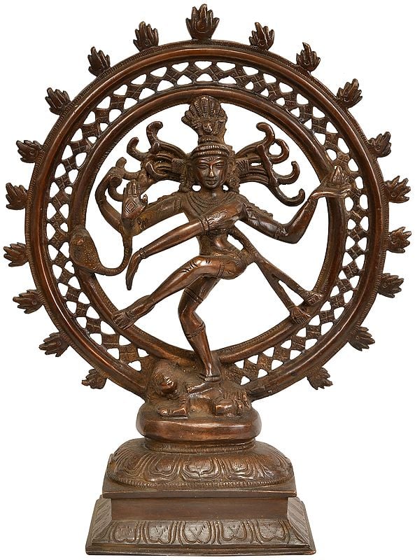 11" Nataraja Brass Sculpture - Cosmic Dancer of the Hindu Deity Shiva | Handmade | Made in India