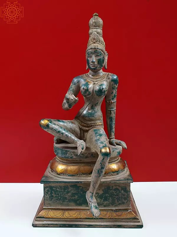 20" Seated Uma (Goddess Parvati) In Brass | Handmade | Made In India