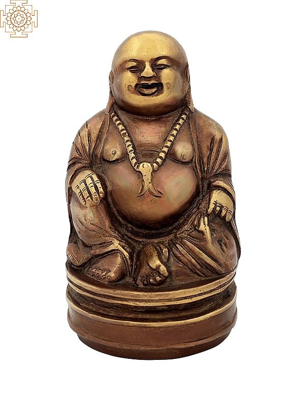 5" Laughing Buddha - Tibetan Buddhist In Brass | Handmade | Made In India