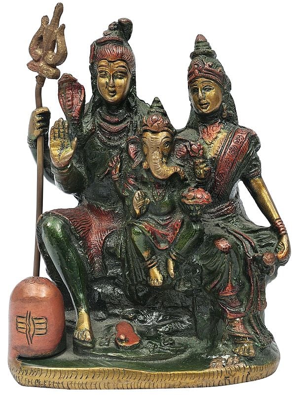 5" Shiva-Parivar With Lingam In Brass | Handmade | Made In India