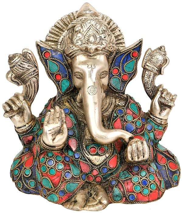 5" Blessing Lord Ganesha In Brass | Handmade | Made In India