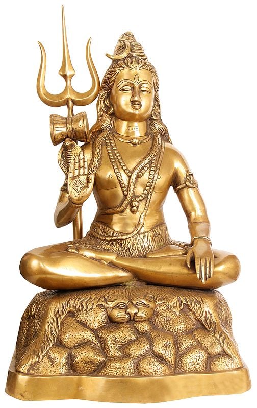 21" Blessing Shiva In Brass | Handmade | Made In India