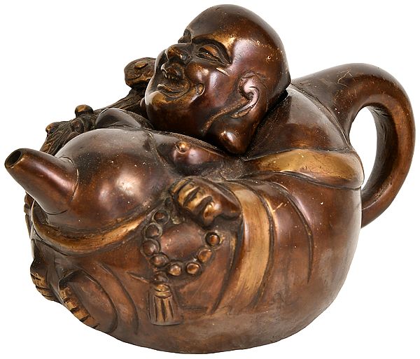 4" Laughing Buddha Kettle In Brass | Handmade | Made In India