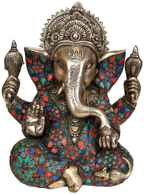 9" Blessing Lord Ganesha In Brass | Handmade | Made In India