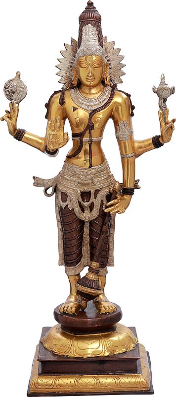 30" Vishnu, The Tejasvi In Brass | Handmade | Made In India
