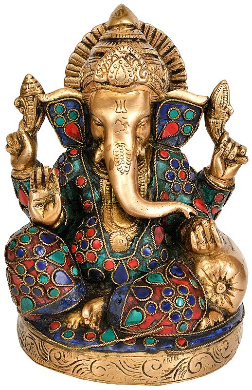 6" Lord Ganesha with Pillow In Brass | Handmade | Made In India