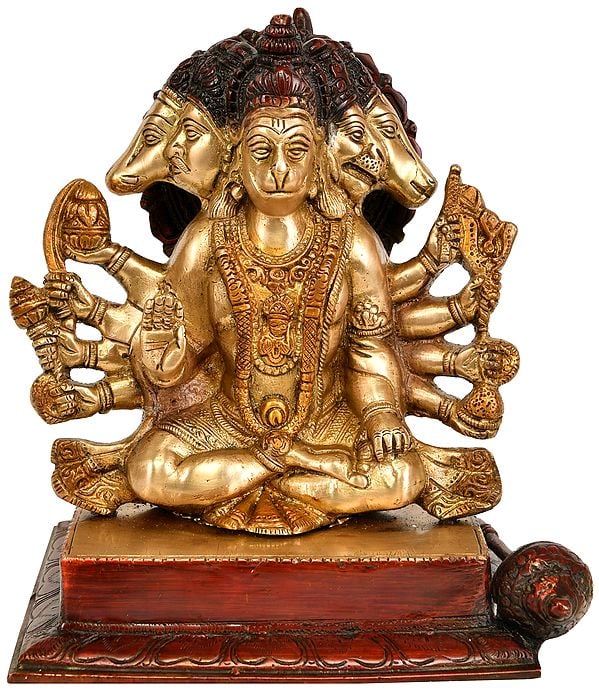 7" Five-Headed Hanuman Brass Sculpture