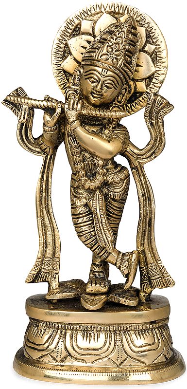 6" Murali Manohar Krishna Statue In Brass | Handmade | Made In India
