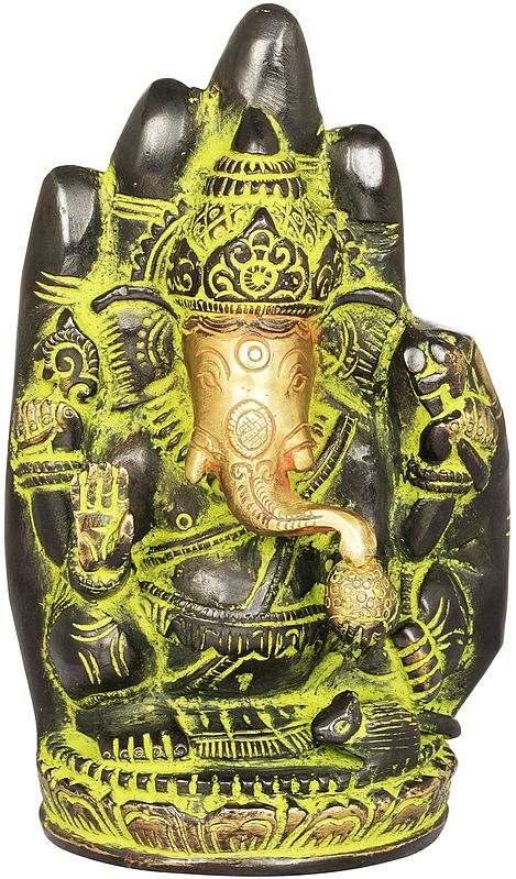 6" Lord Ganesha Brass Idol in Blessing Hand | Handmade | Made In India