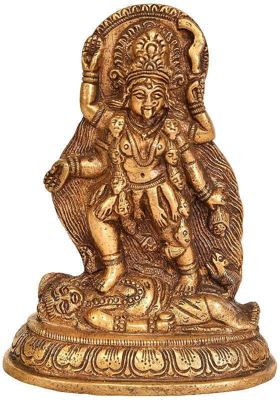 4" Goddess Kali Brass Sculpture | Handmade | Made In India