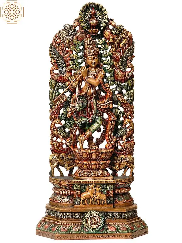 Fluting Krishna with Peacock Aureole