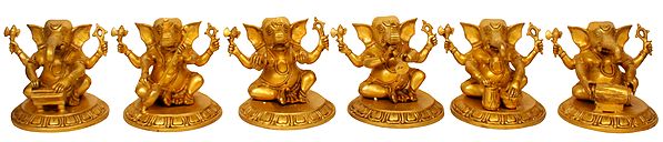 Set of Six Musical Ganeshas