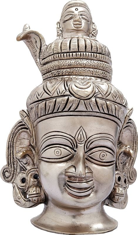 6" Lord Shiva Head with Ganges In Brass | Handmade | Made In India