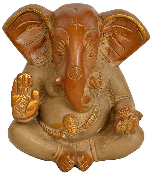 4" Blessing Lord Ganesha In Brass | Handmade | Made In India