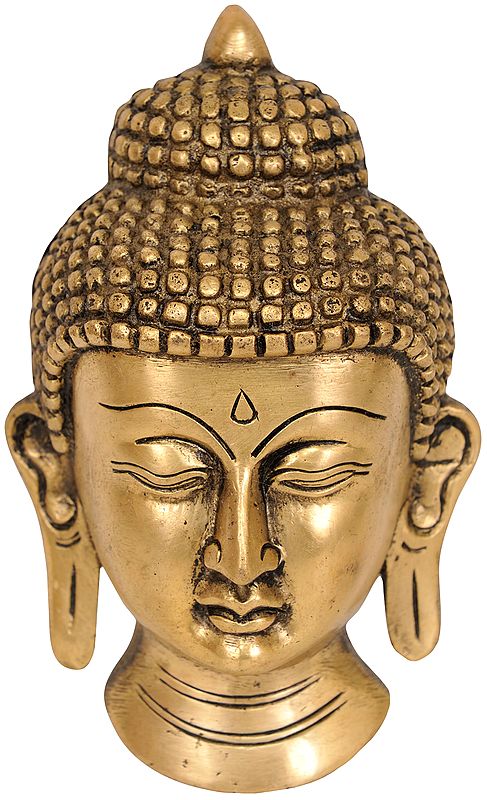 5" Buddha Wall Hanging Mask In Brass | Handmade | Made In India