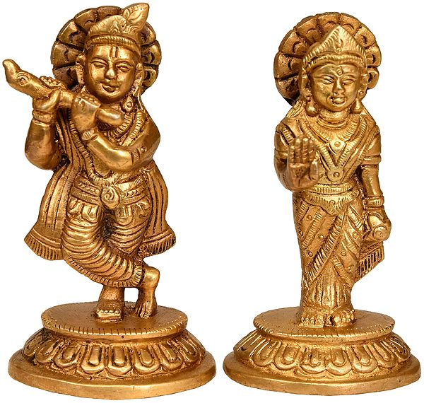 3" Radha Krishna In Brass | Handmade | Made In India