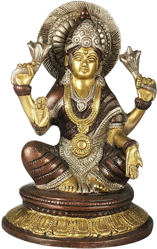 7" Goddess Lakshmi In Brass | Handmade | Made In India