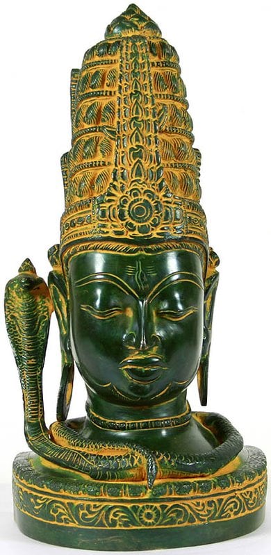 12" Shiva-head In Brass | Handmade | Made In India