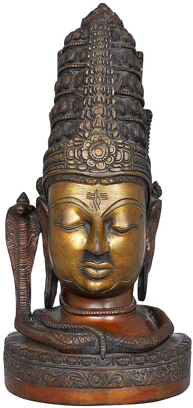 12" Shiva-head in Brass | Handmade | Made in India