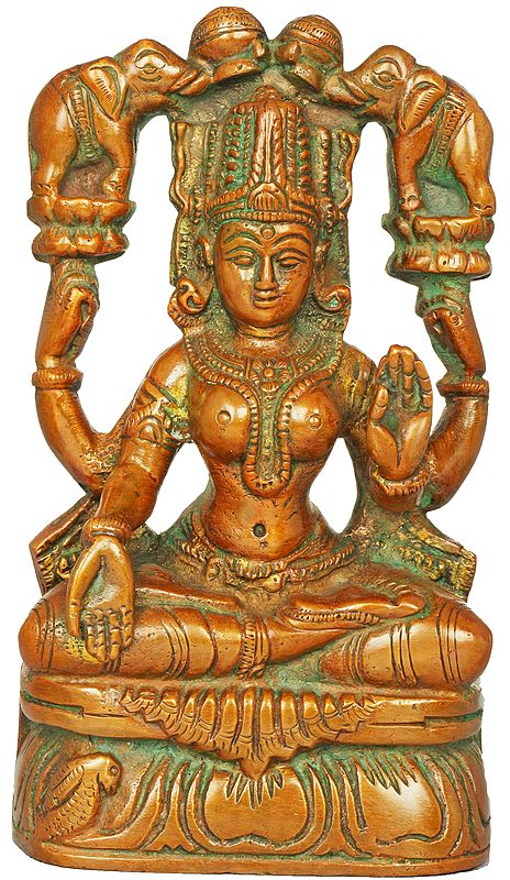 6" Gajalakshmi Brass Statue | Handmade Idols | Made In India