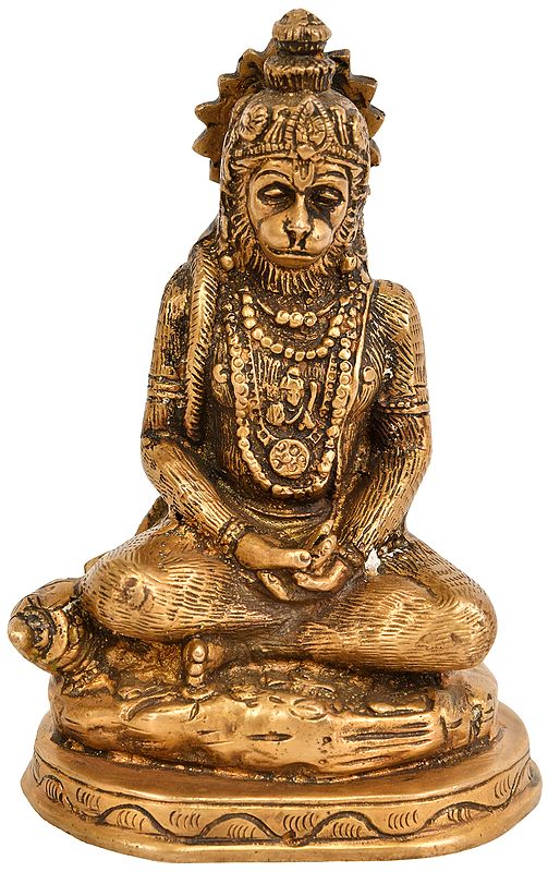 5" Brass Lord Hanuman Statue in Dhyana Mudra | Handmade | Made In India