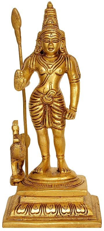 4" Karttikeya - Son of Shiva In Brass | Handmade | Made In India
