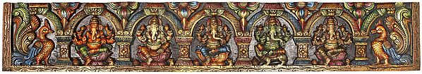 Five Manifestations of Bhagawan Ganesha - Large Panel