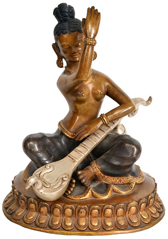 A Fine Sculpture of Goddess Saraswati (Made in Nepal)