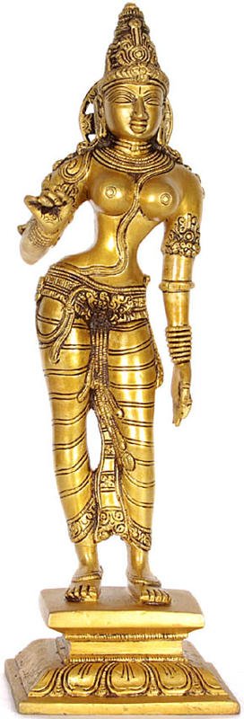 13" Goddess Parvati in the Triple Bent Posture In Brass | Handmade | Made In India