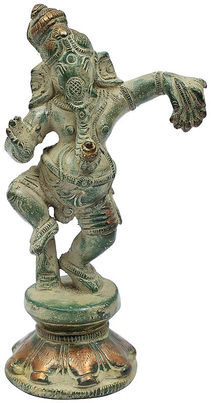 5" Dancing Ganesha Statue in Brass | Handmade | Made in India