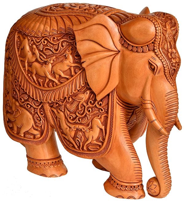 Superbly Decorated Wooden Elephant