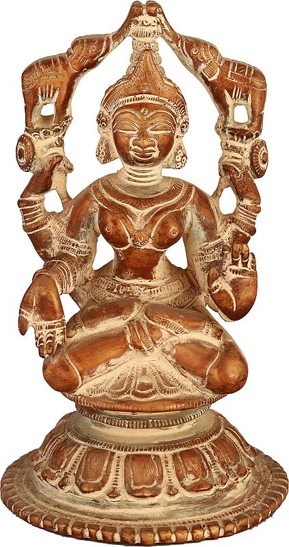 6" Gajalakshmi Brass Statue | Handmade | Made in India