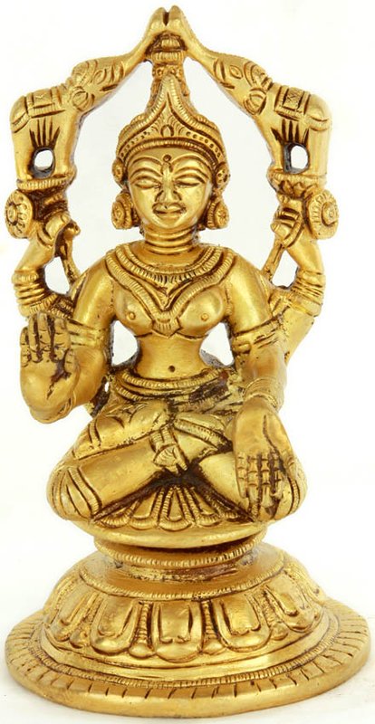 6" Gajalakshmi In Brass | Handmade | Made In India