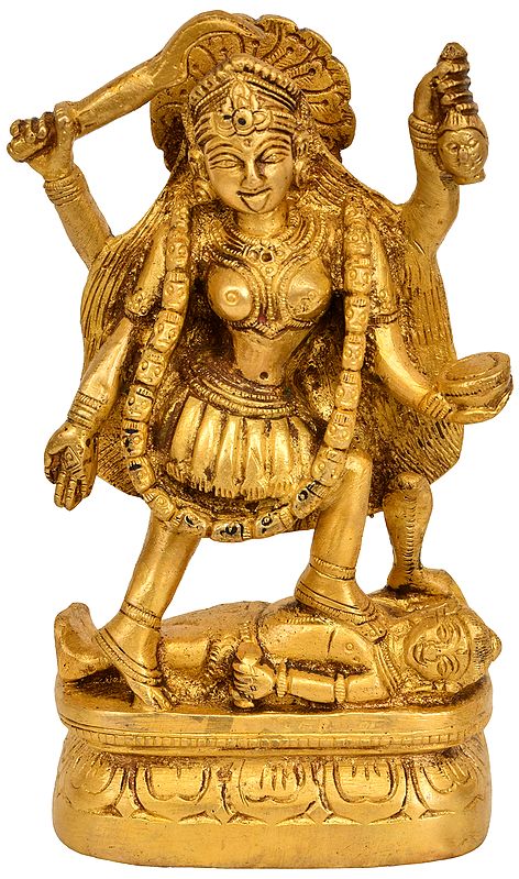 6" Goddess Kali Brass Sculpture | Handmade | Made in India