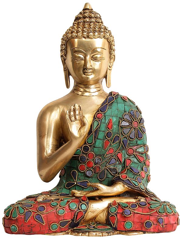 10" Lord Buddha in Abhaya Mudra (Tibetan Buddhist Deity) In Brass | Handmade | Made In India