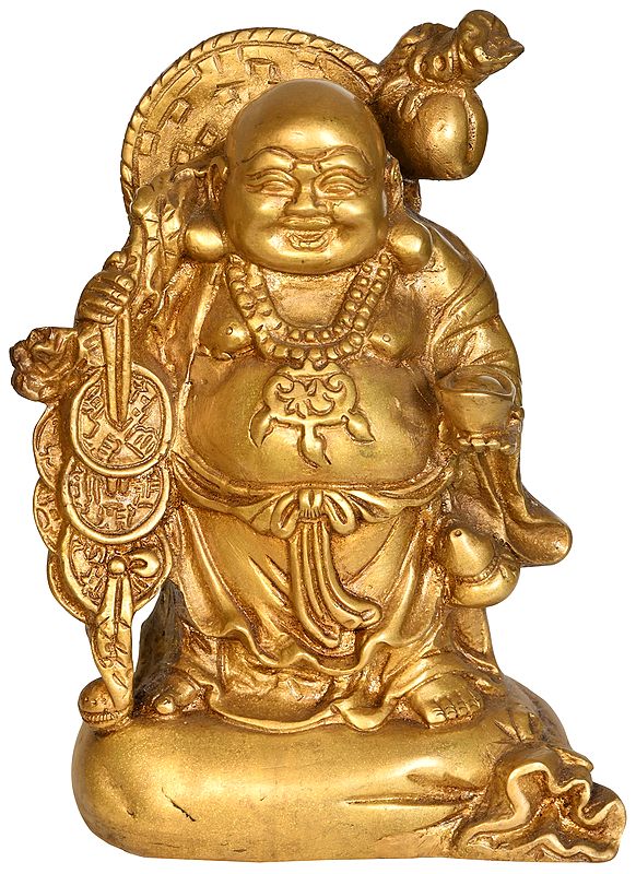 8" Laughing Buddha In Brass | Handmade | Made In India