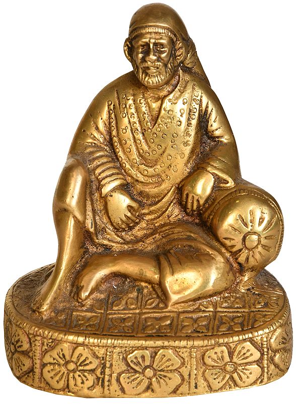 4" Sai Baba Statue with Cushion in Brass | Handmade | Made in India